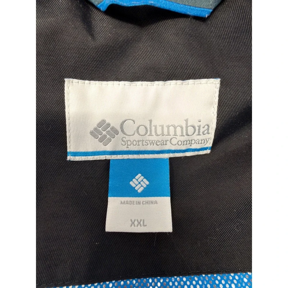 Columbia Omni-Tech Jacket Mens XXL Blue Black Waterproof‎ Hooded Ski Rain Coat